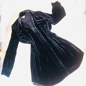 NWOT Sundance Navy blue velvet tunic long sleeve v neck dress